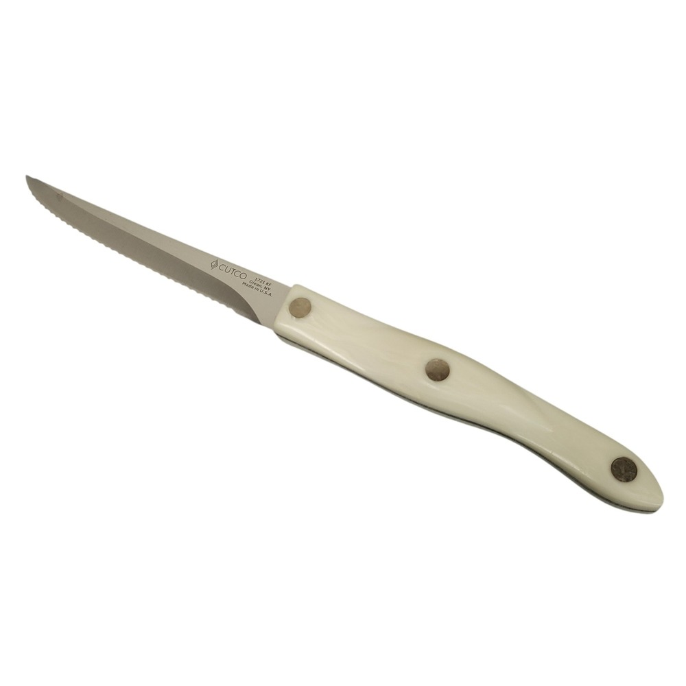 Cutco 1721 Trimmer Knife White Pearl Handle Serrated USA Vintage 2004 EUC